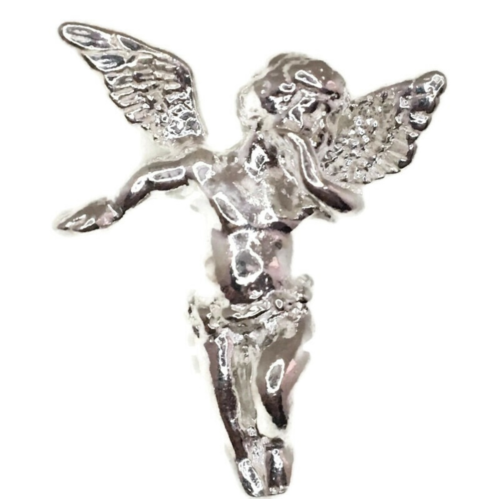 anti-tarnish silver pendant 3D boy angel